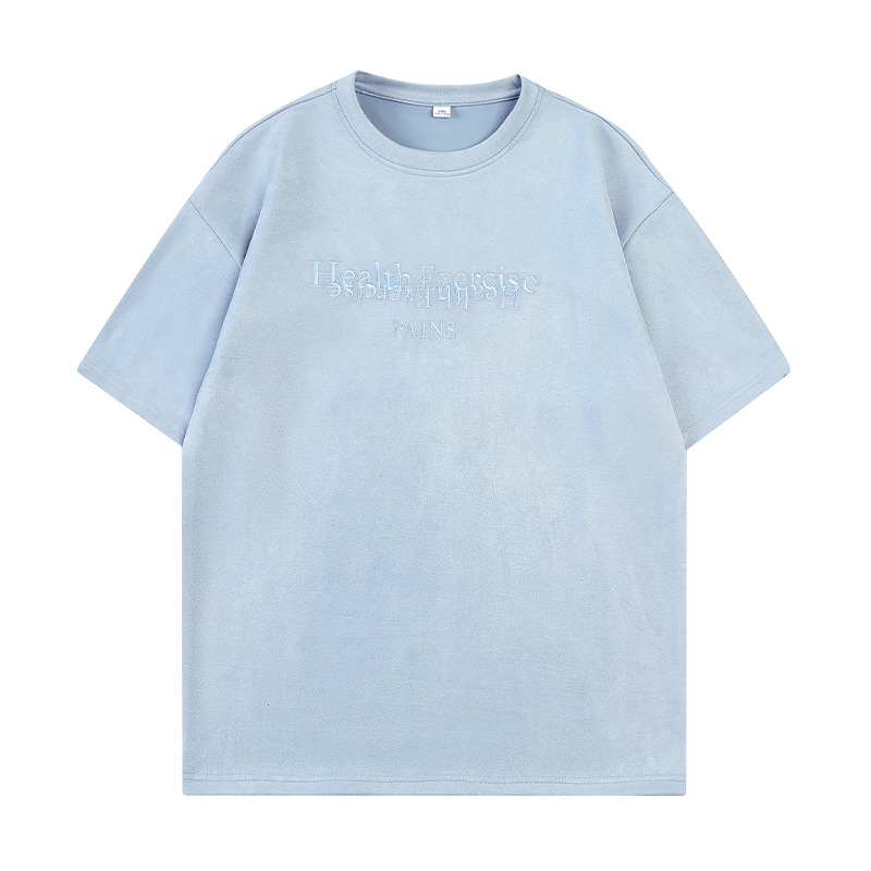 Short-sleeved T-shirt Mens Summer Round Neck Loose Stretch Casual Letter Printed Top